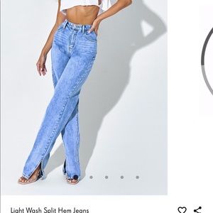 PLT light wash split hem jeans